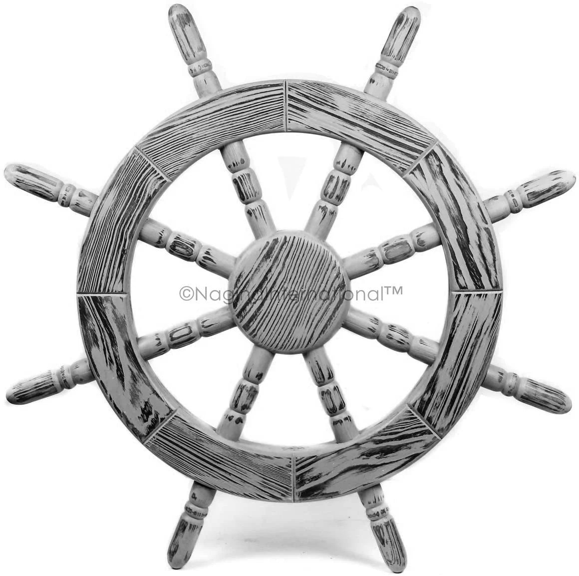 Handcrafted Junky Decor Wall Rustic "Nagina | (12 International Nautical Wall Inches, Decor Ship Beautiful Antique Wheel Maritime Pine Exclusive Black) "