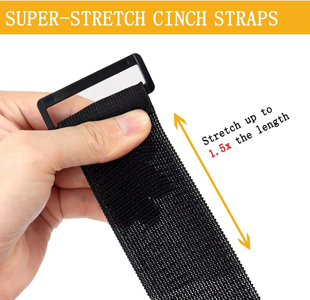 Cable, Storage 2" Elastic x Extension Cinch Loop 12" Wrap, (8 Cord, Rope and Cord Hook Pack) Straps, for Strap