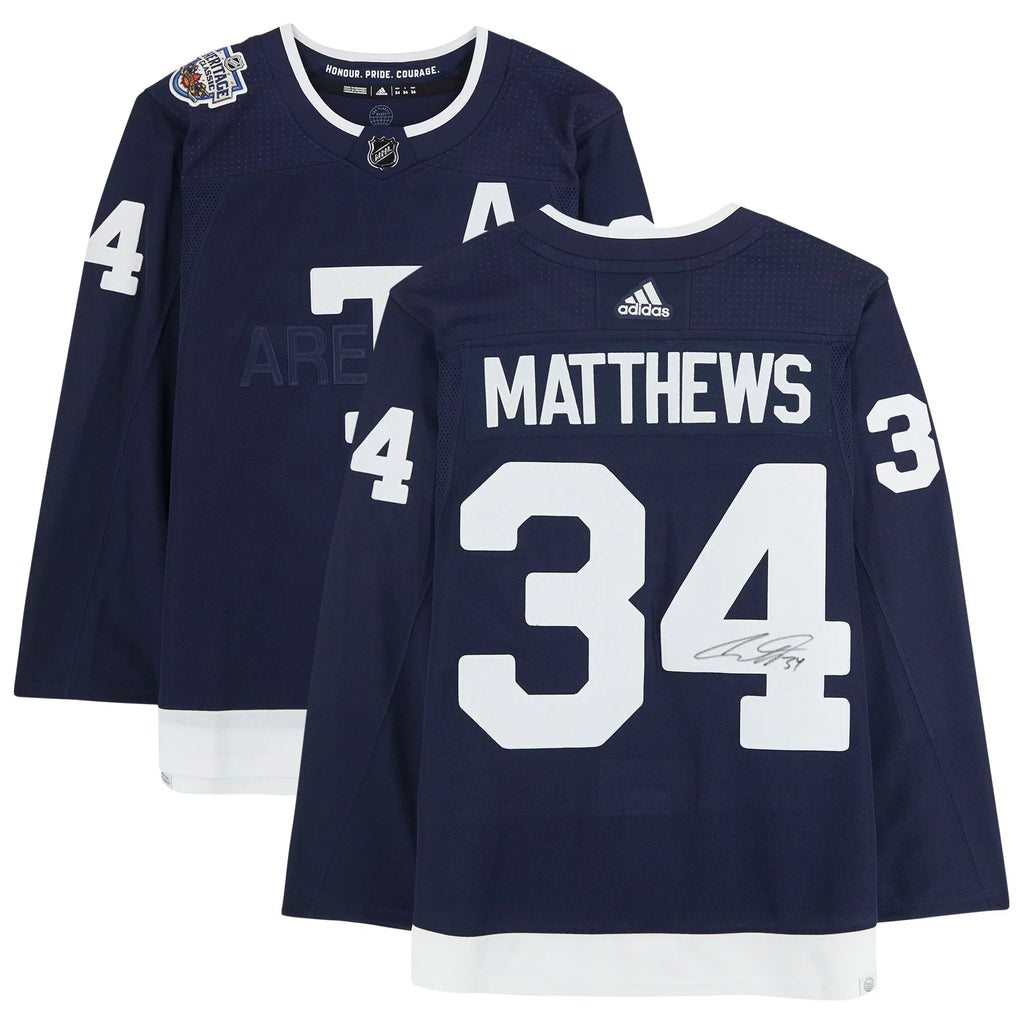 Authentic Leafs Heritage Auston Classic Navy Maple Toronto Autographed Jersey Matthews 2022
