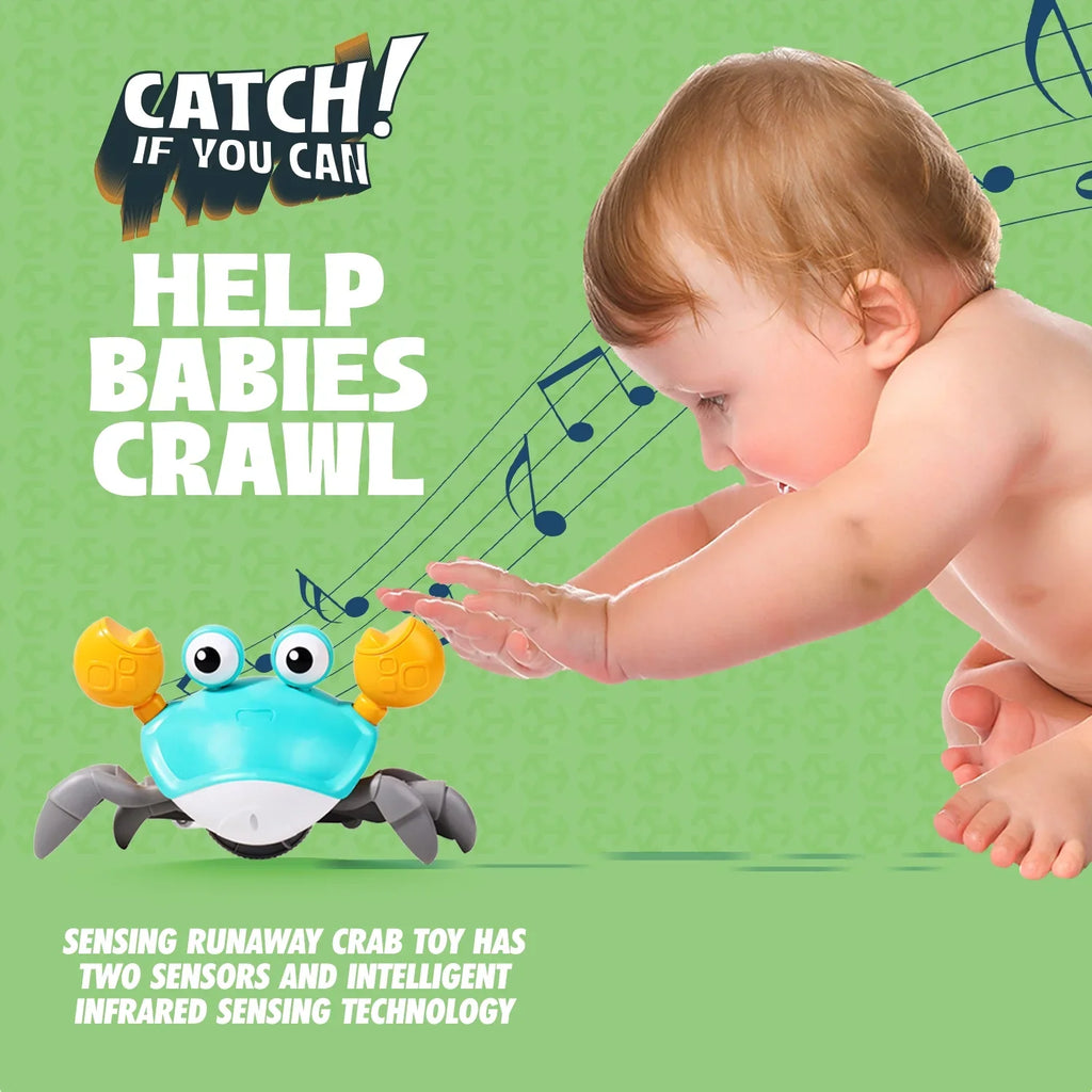 Music Toddlers Walking Infant Baby Toy Toys Learning And Gift Interactive Kids Tummy Development Crawling Gifts Caelan For & Colorful Birthday Crawl, Crab: Time For