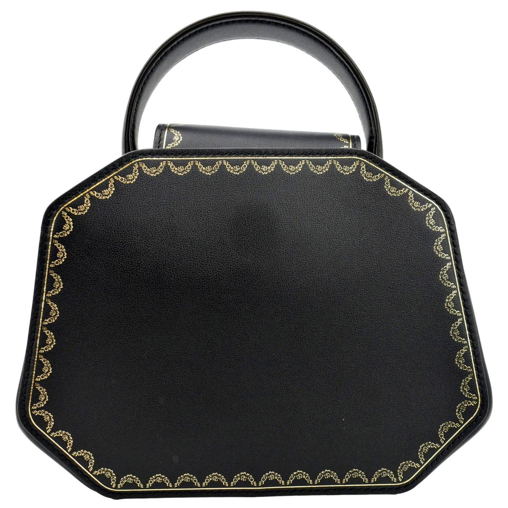 Mini Calfskin Pre-owned Top Guirlande Handle Leather Bag CARTIER Black Satchel