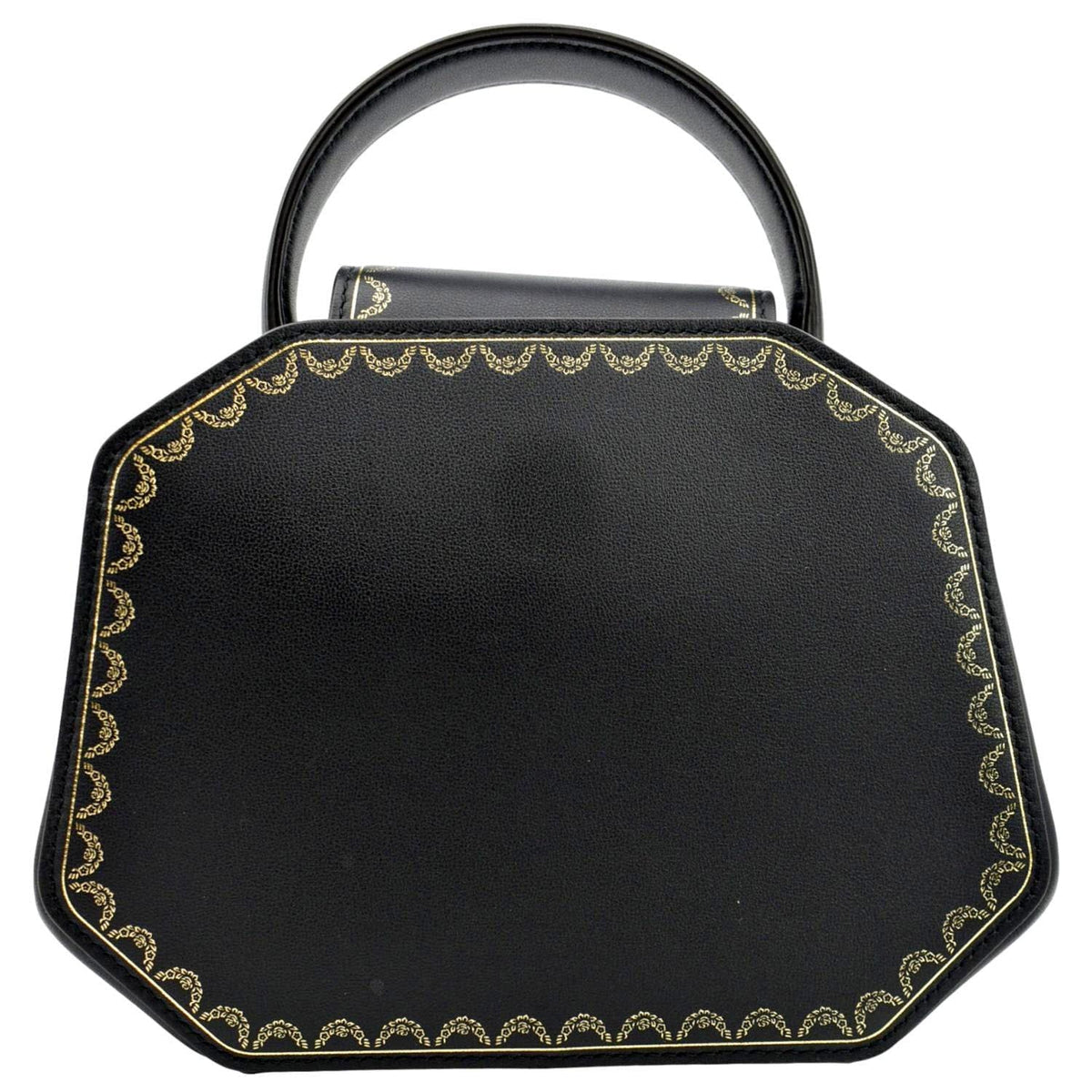 Mini Calfskin Pre-owned Top Guirlande Handle Leather Bag CARTIER Black Satchel