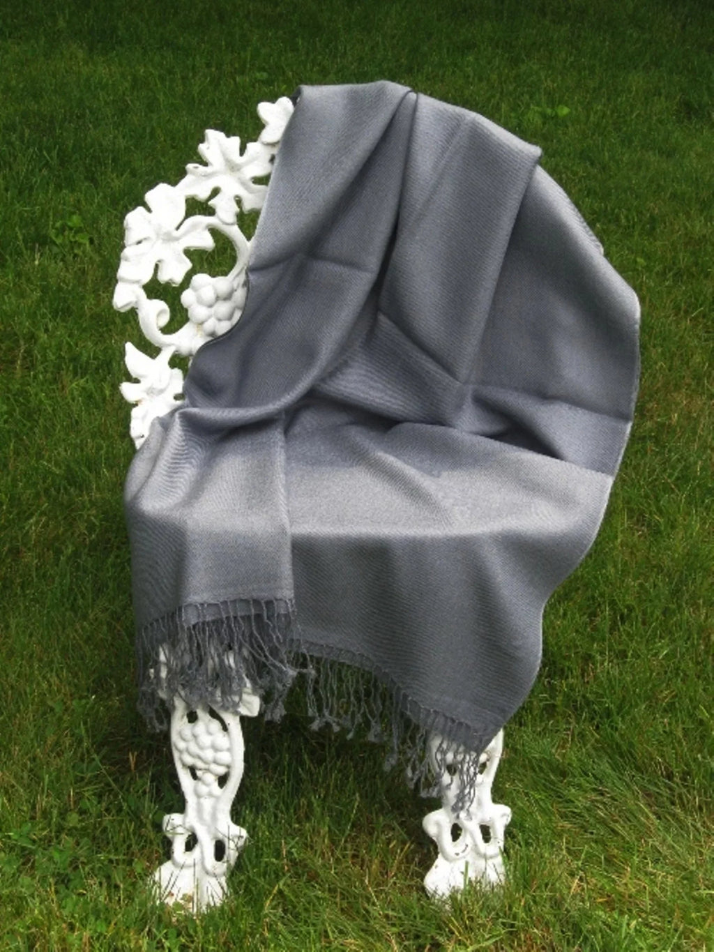 Grey Shawl/Shawls/Scarf/Scarves/Wrap/Stole/Muffler/Cape/Ruana/Blanket/Throw/Pashmina Shawl/Cashmere Shawl) (Slate Scarf/Wool/Silk Regular