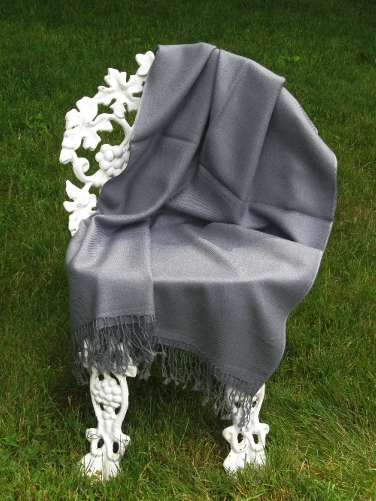 Grey Shawl/Shawls/Scarf/Scarves/Wrap/Stole/Muffler/Cape/Ruana/Blanket/Throw/Pashmina Shawl/Cashmere Shawl) (Slate Scarf/Wool/Silk Regular