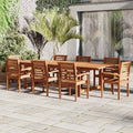Brooks Eucalyptus Seating Set, Patio Capacity: Rectangular 9-Piece Amazonia 8 Extendable Dining