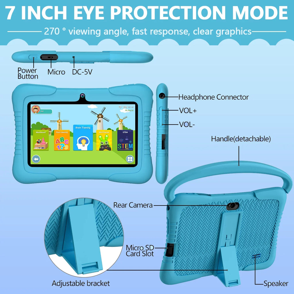 with Learning 11 Tablet Play,Youtube Netflix Tablet,32GB Antemper ROM Tablet,Toddler Hulu,Blue Control,Dual Bluetooth,Wifi,Parental Android inch Camera, Tablet,7 Kids Storage,Kids