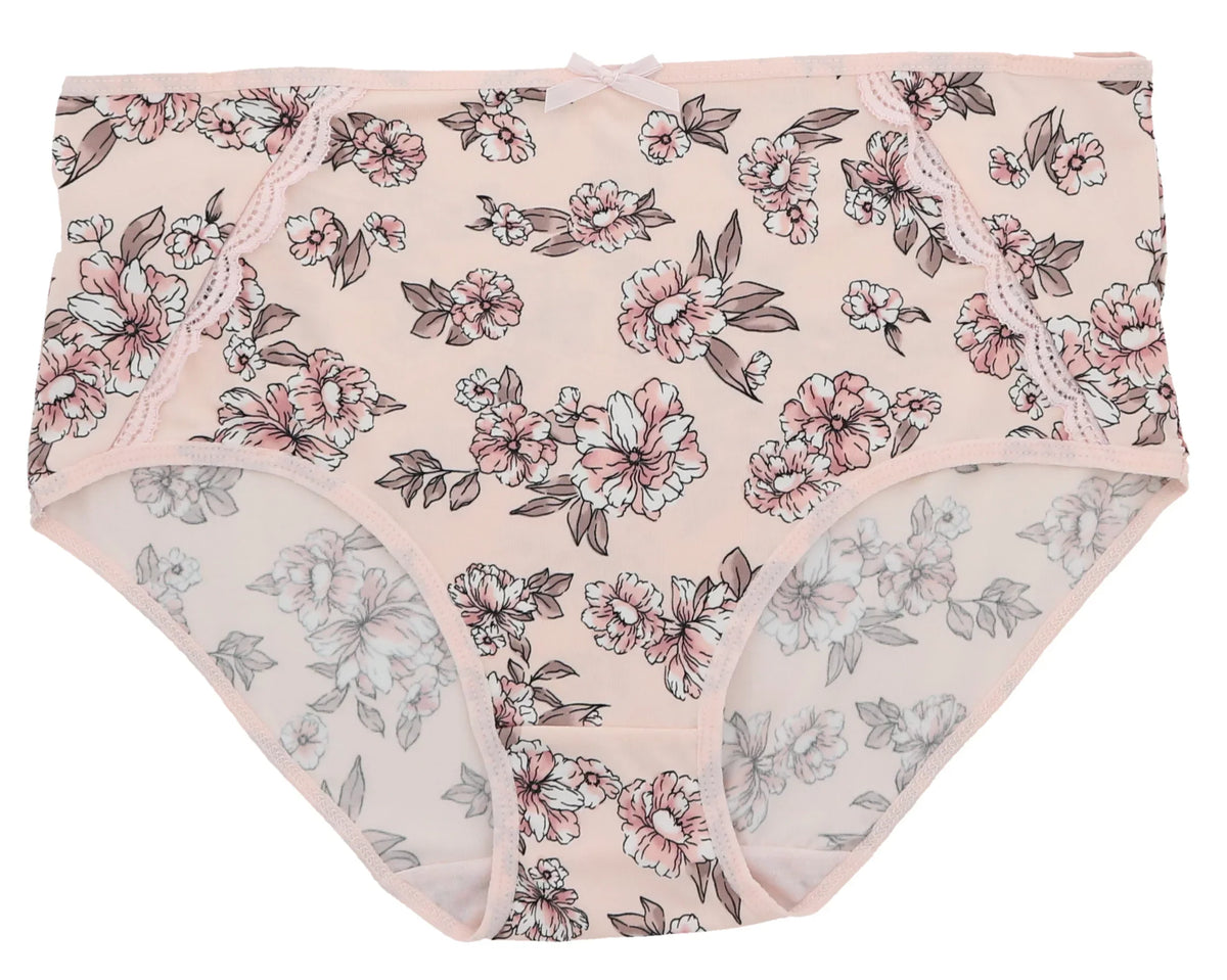 (5Pr) Classic Brief High Plus Dots) Rise Intimates Delta (X-Large, Pink Burke Sexy Floral Panties dimension Women's