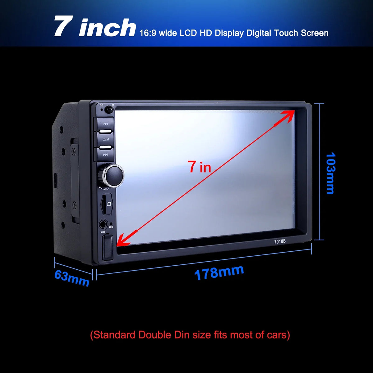 MP5 Touch Camera Car Inch with Player, HD 2 Double Reversing Video Player Car Screen Bluetooth Backup Radio Stereo Din 7 1080P