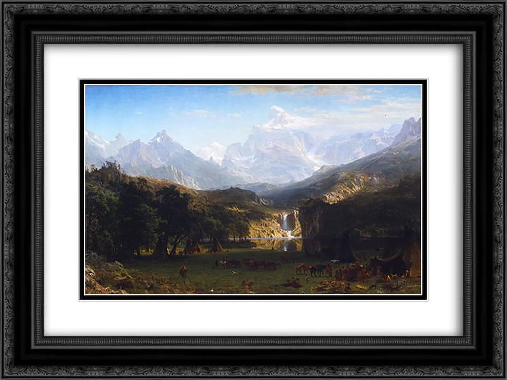 Rocky Lander's Black Bierstadt Framed 'The 2x Mountains, Peak' 24x18 Art Albert Print Matted Ornate