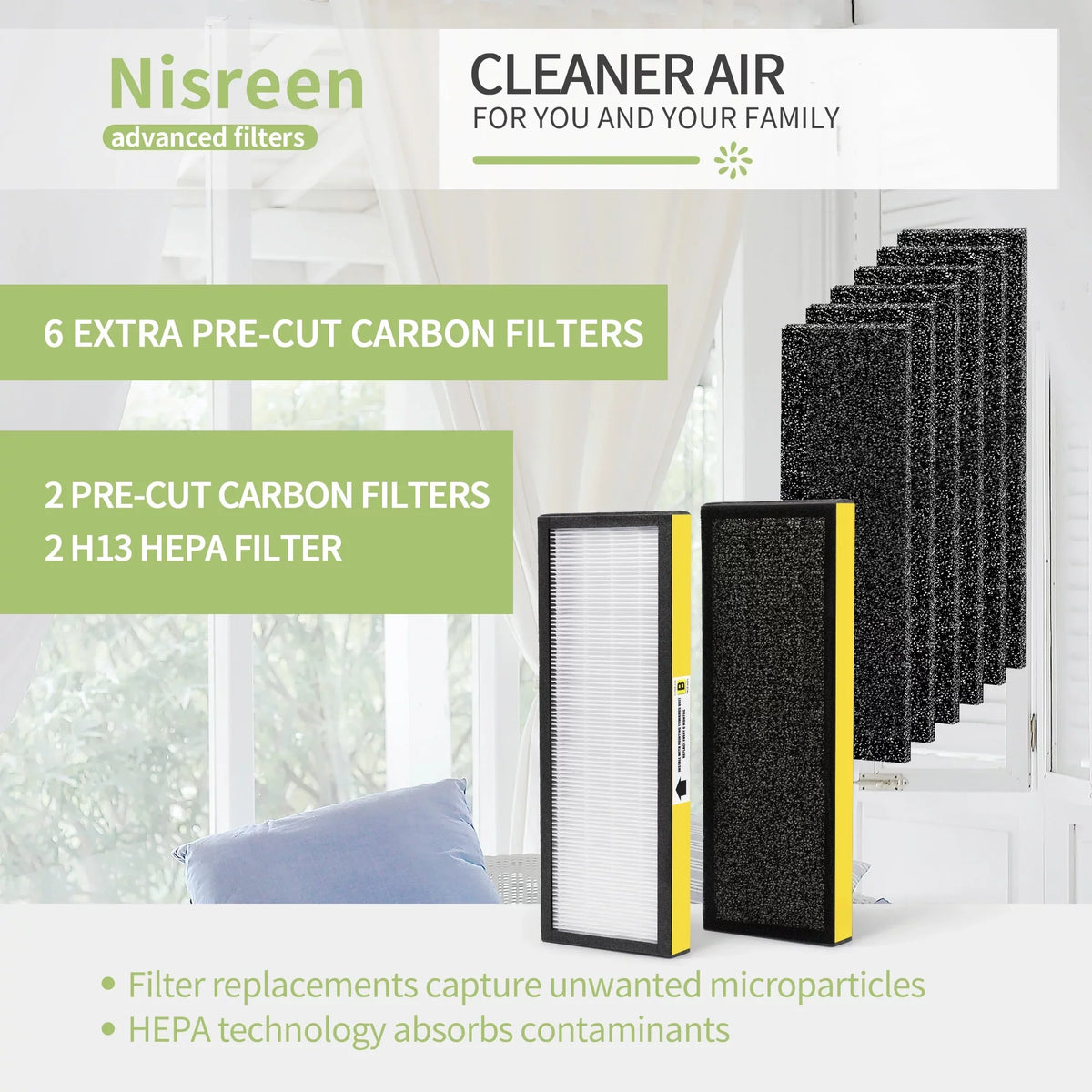 4*HEPA Models DAJDAH Purifier AC4820 Filter for + B Air Guardian | AC4825E AC4900CA Replacement Germ Filter HEPA FLT4825 Replacement 6*Pre-Filters