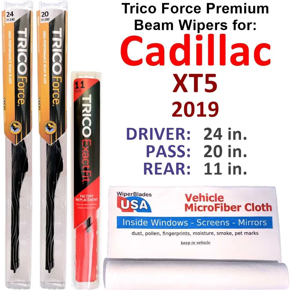Wipers 3) Platinum Cadillac Beam of XT5 Performance w/Rear (Set 2019 Wiper