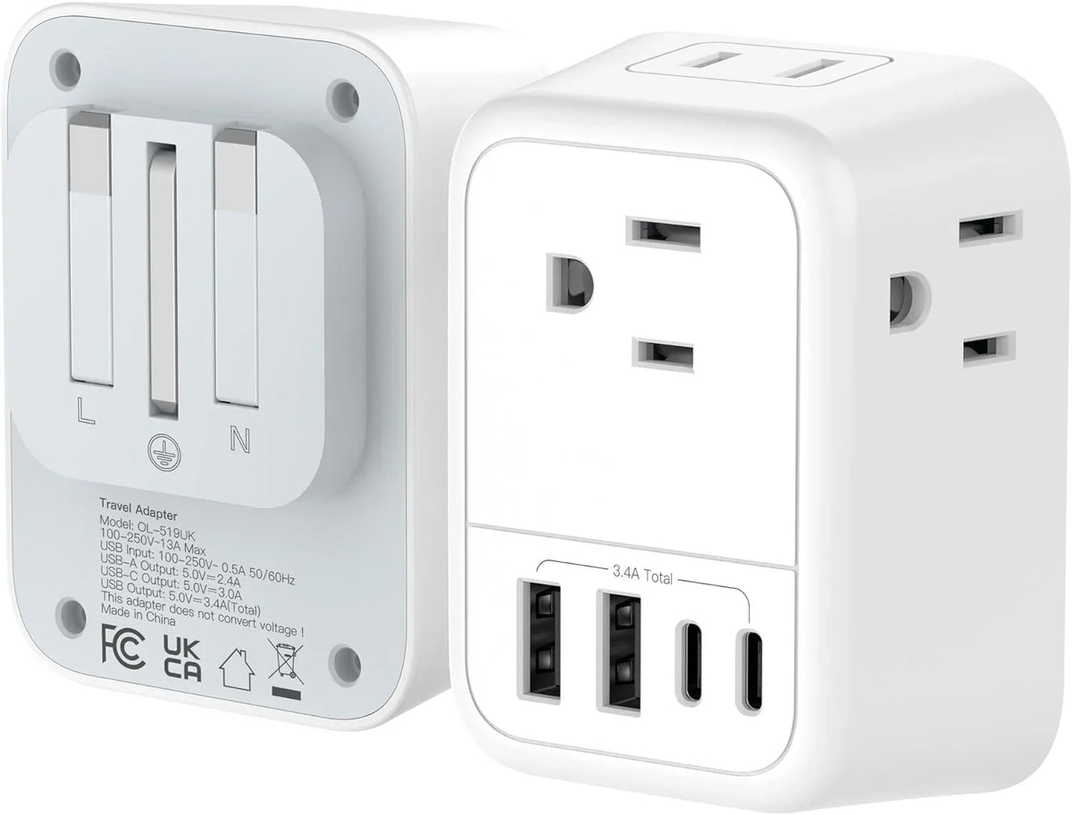 with Plug England Adapter USA Qatar with for C) USB Kenya US to UK to 4 UK Outlets Essentials Ireland G 4 Adapter, Type Bag Travel London Power Ports(2 Plug Travel Dubai Adapter, Foldable USB Plug