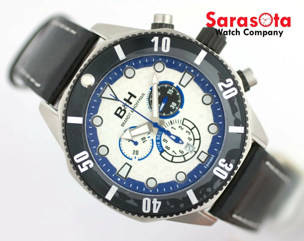 &amp; Watch Leather Quartz Chronograph Men's Dunbar Brandt 14060 B&amp;H Swiss Hoffman
