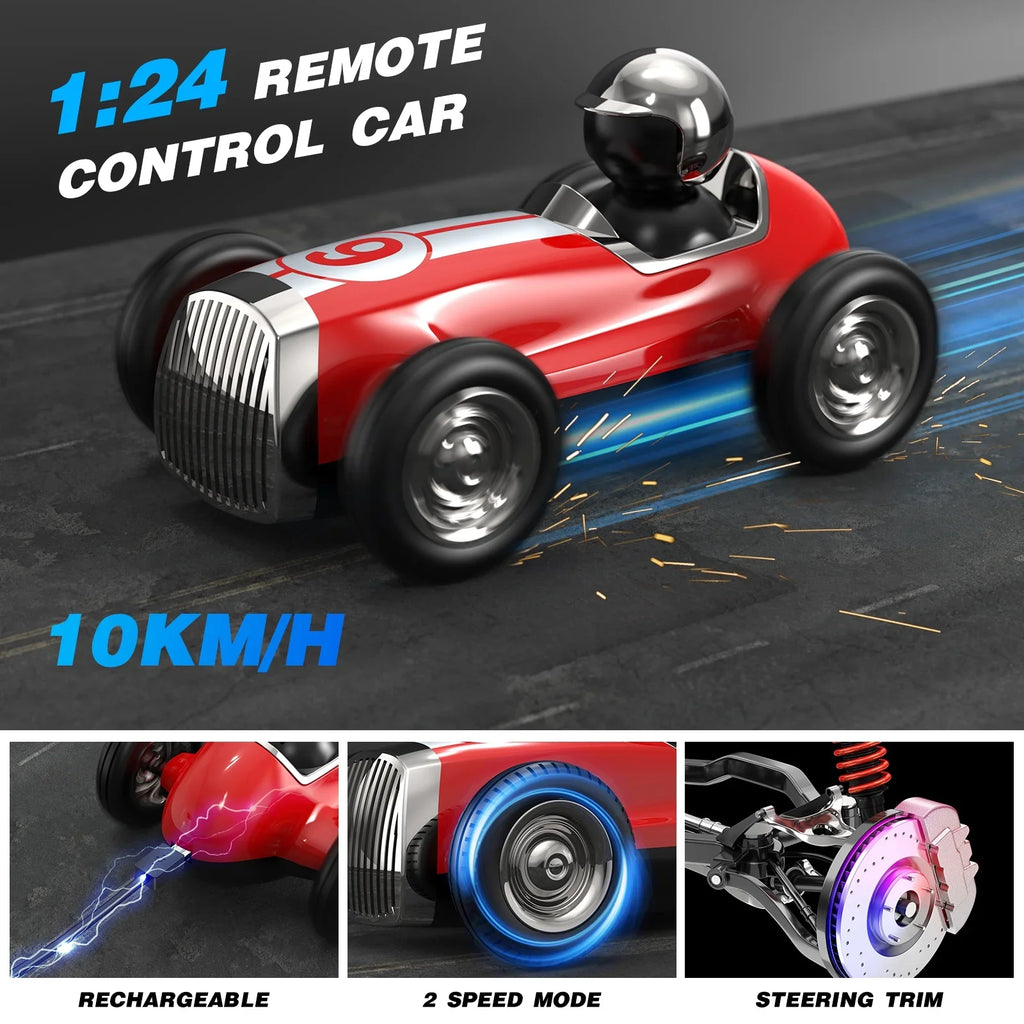Music RC for Kids AUOSHI with Wireless Remote Bluetooth Car Gifts, Speed for Boys 2.4GHz Control Stunt Trucks Car Red 2 RC Mode Fast Speaker RC Girls Toys Car