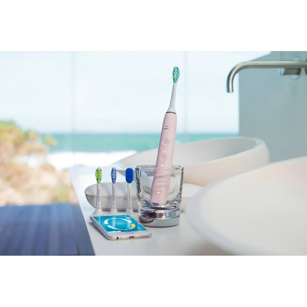 Electric Pink, Philips Rechargeable Smart Toothbrush, DiamondClean Sonicare 9500 HX9924/21 Power