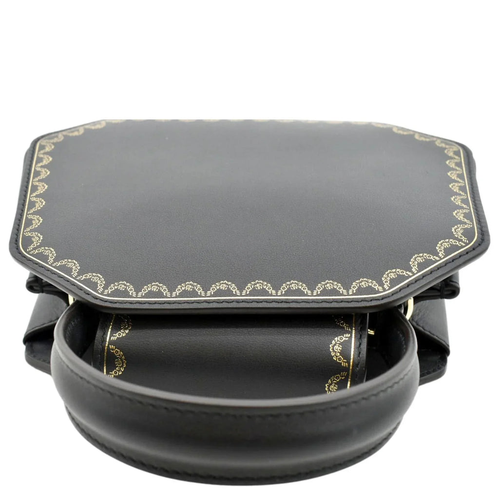 Mini Calfskin Pre-owned Top Guirlande Handle Leather Bag CARTIER Black Satchel