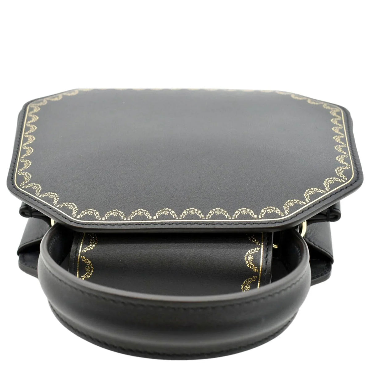 Mini Calfskin Pre-owned Top Guirlande Handle Leather Bag CARTIER Black Satchel