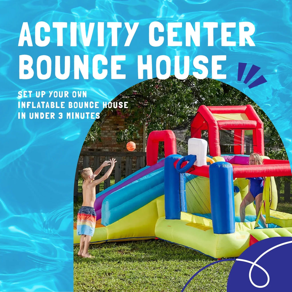 exterior House 2 & Activities Slide, Climbing Sports Bounce with Banzai Wall