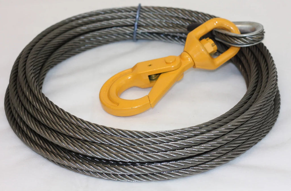15,087 Strength Tow Mytee Self x Products 75' Steel Breaking Locking, Ultimate Rollback Core Wrecker Rope lbs Winch Truck Cable 3/8"