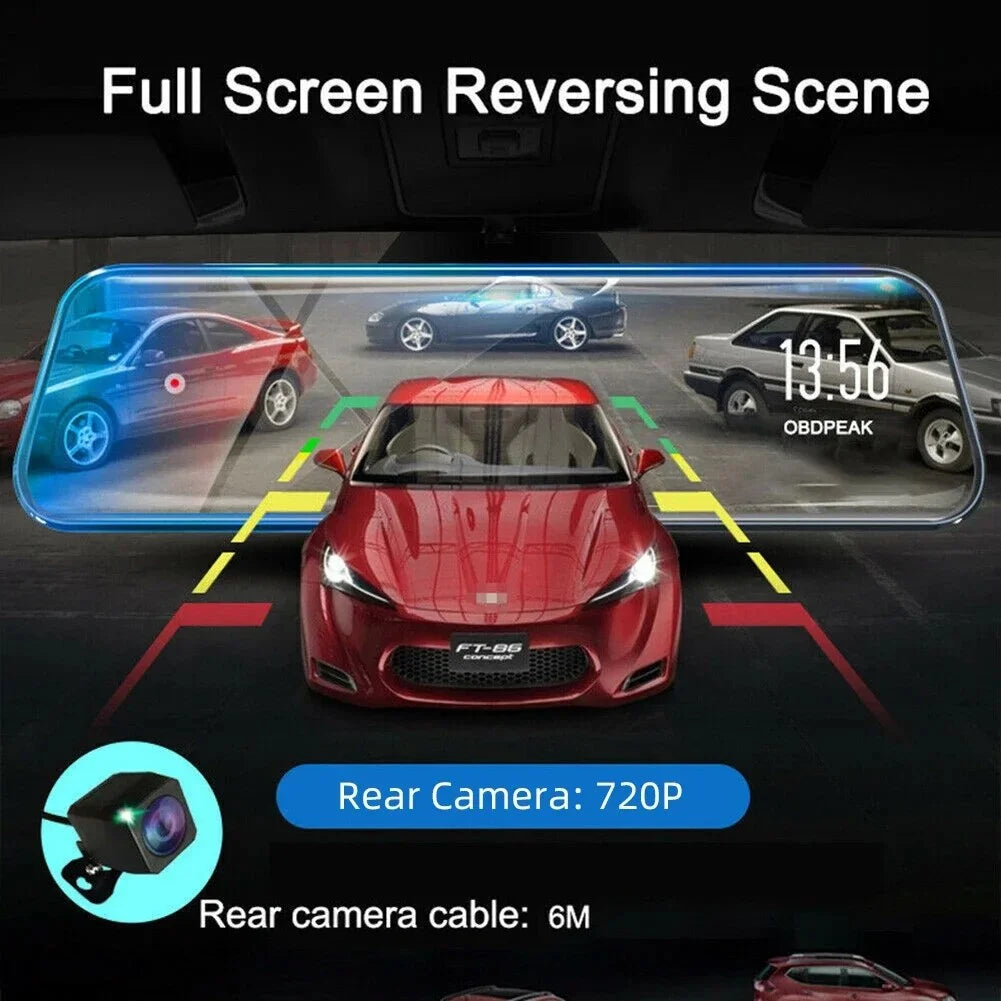 Rear For Dashcam Video Front Rearview Cam HD Touch Car Mirror Dropshipping Screen Dual Recorder DVR 10-Inch