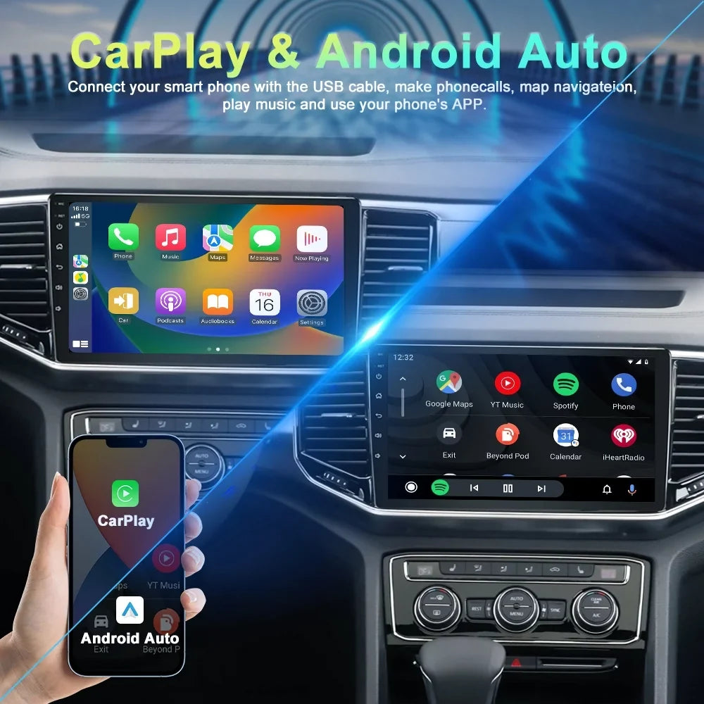 WiFi 64G Car for Steering 4G 2014-2019 10 Highlander ROM GPS Android Bluetooth Built-in with Wheel Host Control Navigation Auto, Radio RAM Carplay/Android