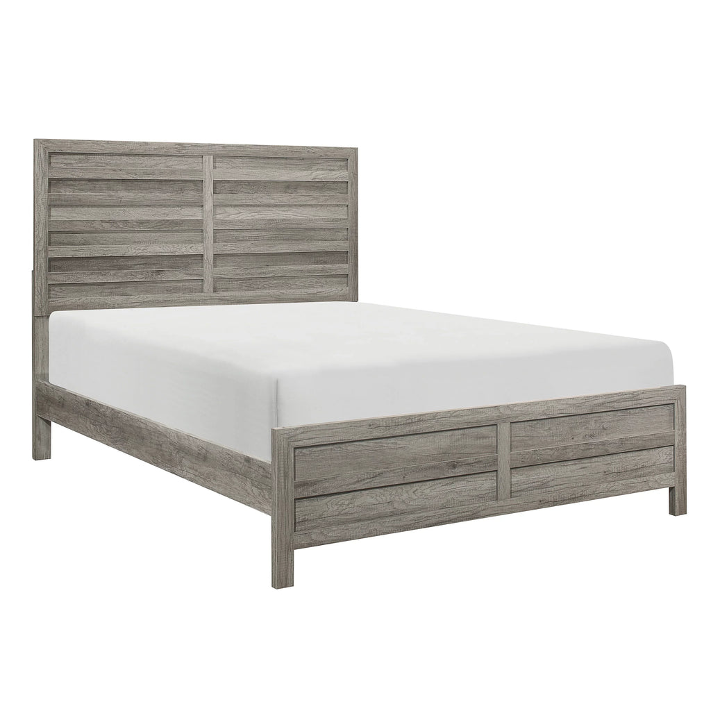 King Finish Eastern Classic Rusticated 1pc Bed Gray design dimension Bedroom Weathered Furniture