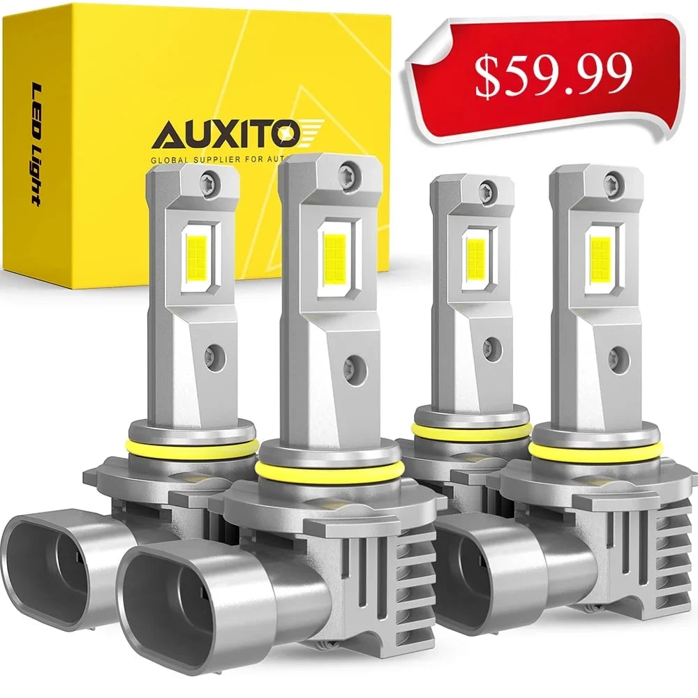 800% Super 6500K 9005 4 Fan, AUXITO Bright, Bulbs Kit, Upgraded Headlight Combo Led LED Wireless with White of 9006 9006 Headlight 2024 9005 Pack