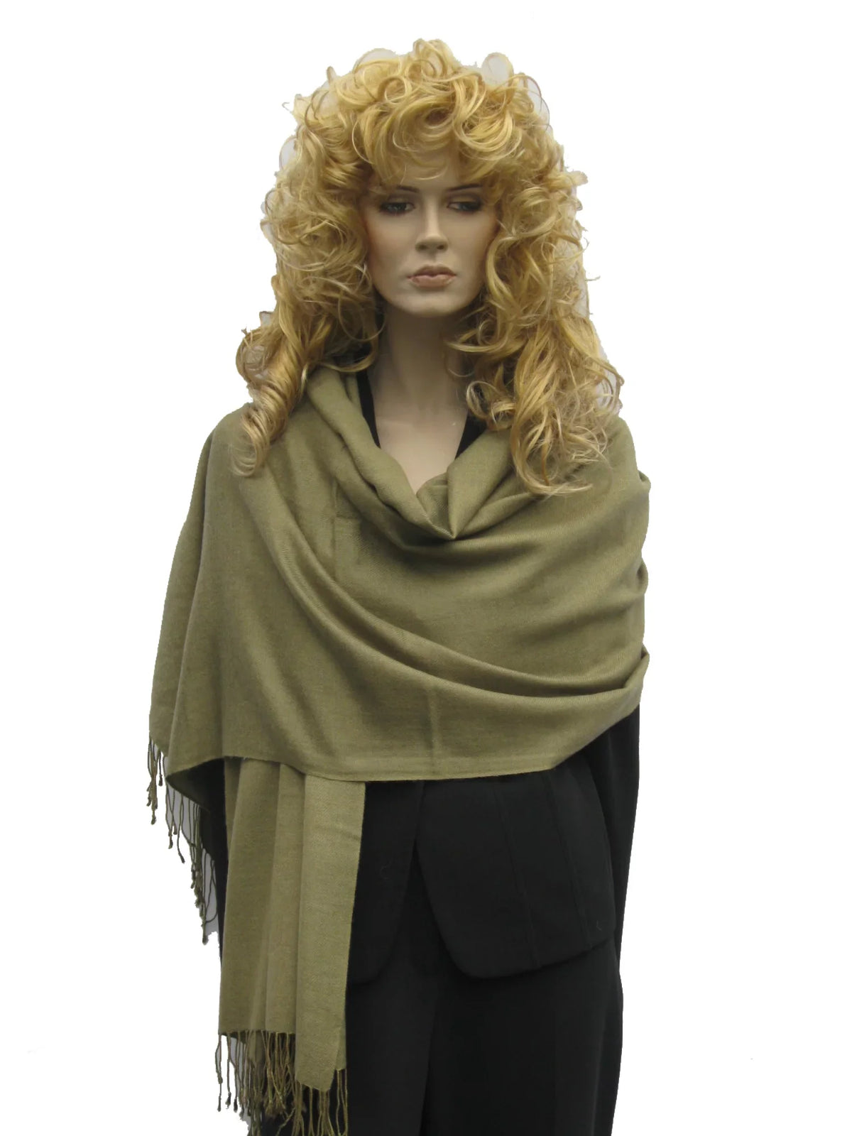 Scarf/Wool/Silk (Olive Shawl/Shawls/Scarf/Scarves/Wrap/Stole/Muffler/Cape/Ruana/Blanket/Throw/Pashmina Regular Shawl/Cashmere Shawl) Green