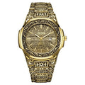 Quartz with Watches Vintage Men Stainless Analogue Gold Strap for Calendar GIFT Wrist Steel Watch