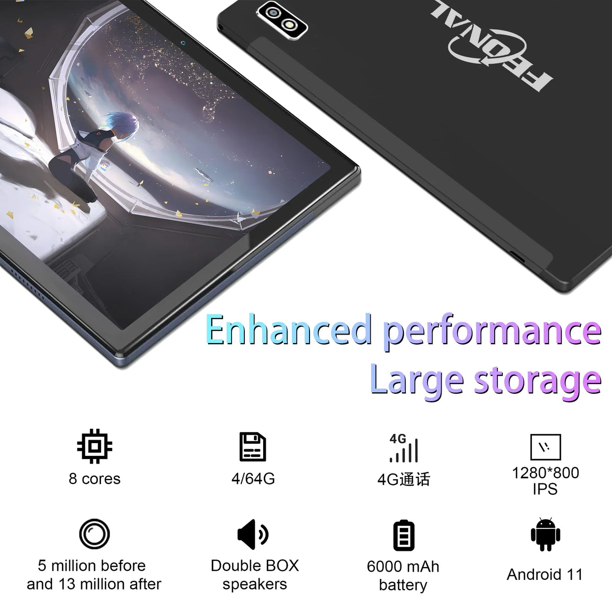 64GB with 10" Android Core 11 Rom Bluetooth Wifi 4GB Tablet Ram Tablet Arm Gps Octa Keyboard Cellular