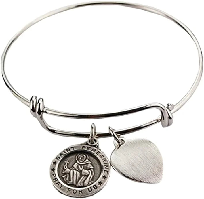 Cancer Saint Bracelet Adult Peregrine Pewter St 2 3/4" Diameter Patron Medal