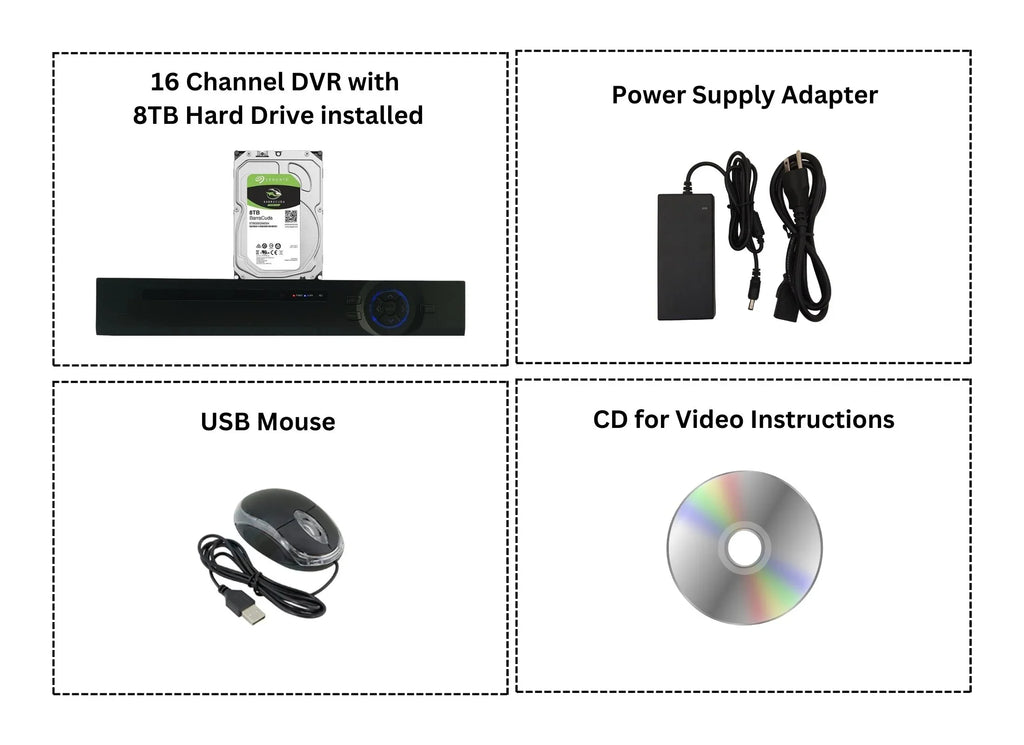 Security 4in1 Video AHD Digital TVI DVR Recorder Analog Channel Evertech CCTV Camera Hybrid CVI HDD 8TB 16 H.265
