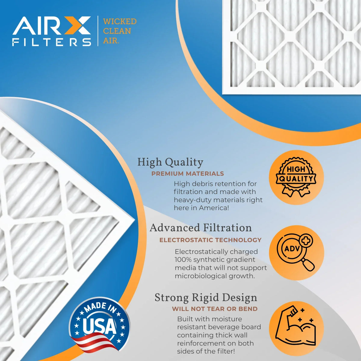 WICKED 9 AIRX FILTERS Air 13 2200 Air Conditioner AC FPR & by 12x36x1 Pack Filter Furnace Electrostatic 12x36x1 1500 Pleated Comparable USA to Filters MPR Made CLEAN MERV - AIR. HVAC Filter 6 Premium