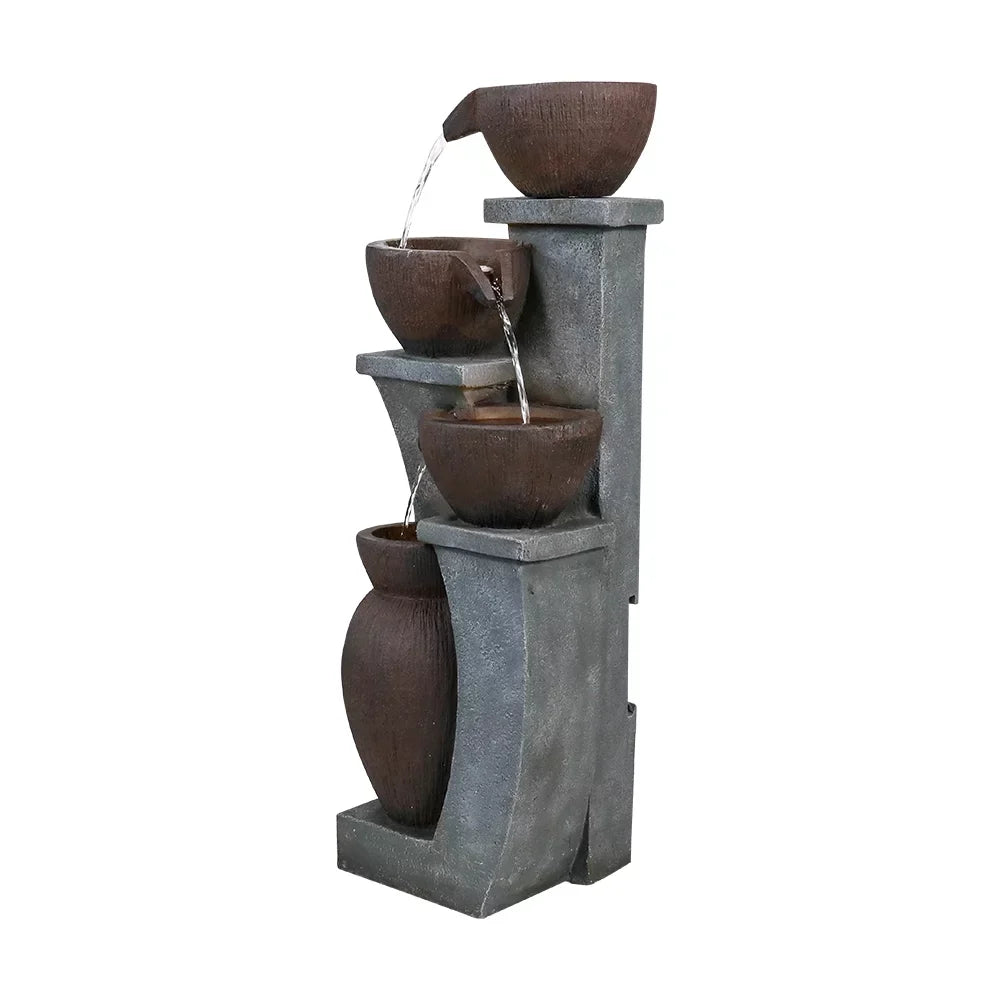 Art Light Backyard for - Decor Porch, Fountain Willwolf Fountains and 4-Tier exterior exterior with Deck, Home Patio, Garden, 32.8''H Modern LED Garden
