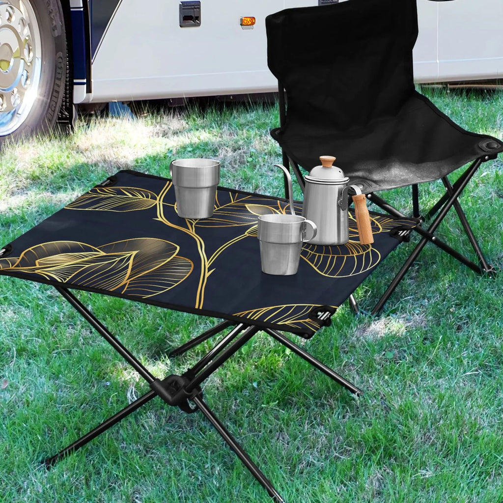 Bag Beach Luxury with Flower BBQ Portable Compact Picnic Travel Golden exterior Camping Storage Fishing Table Table Rose Folding Table for