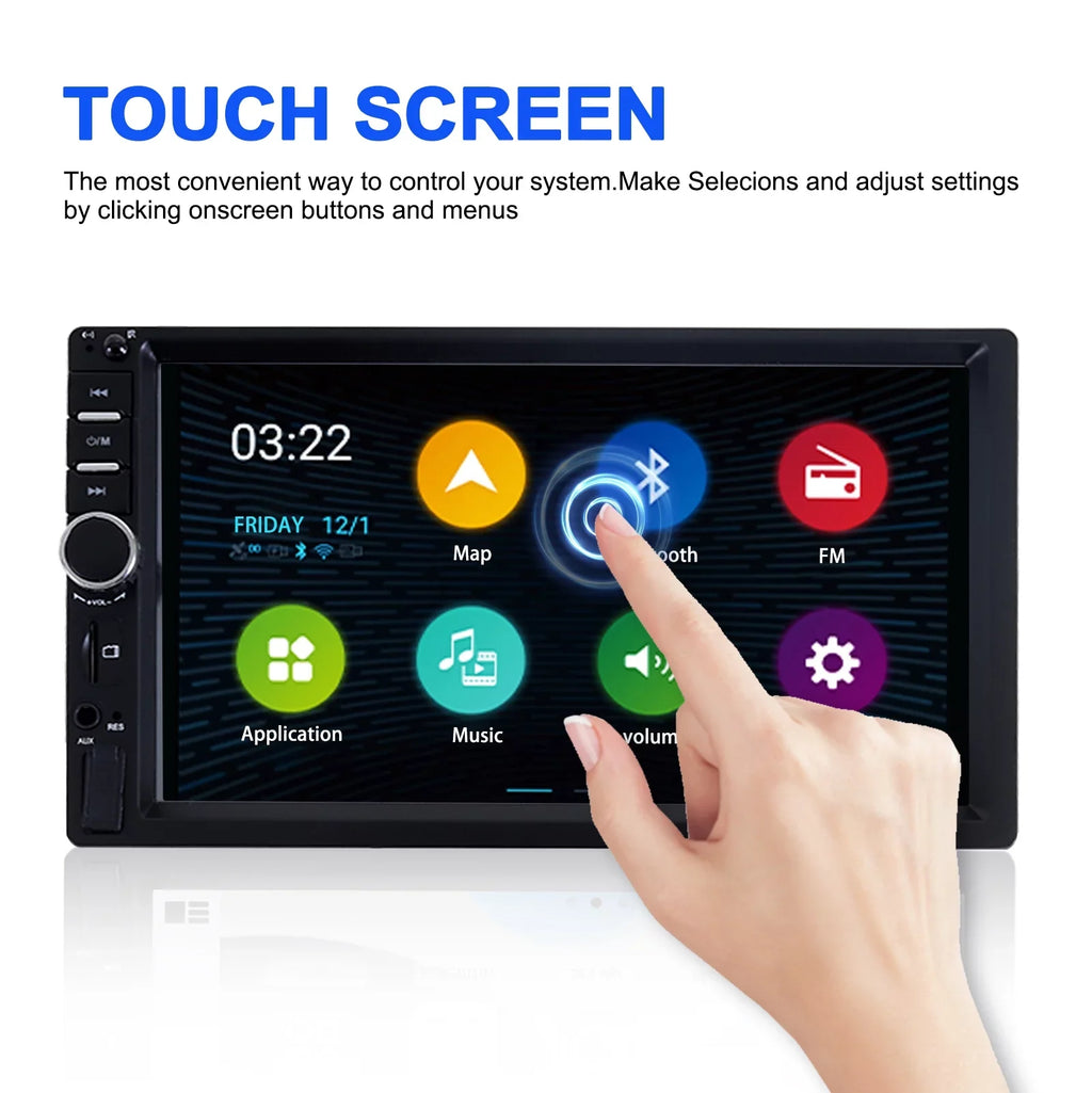 MP5 Touch Camera Car Inch with Player, HD 2 Double Reversing Video Player Car Screen Bluetooth Backup Radio Stereo Din 7 1080P