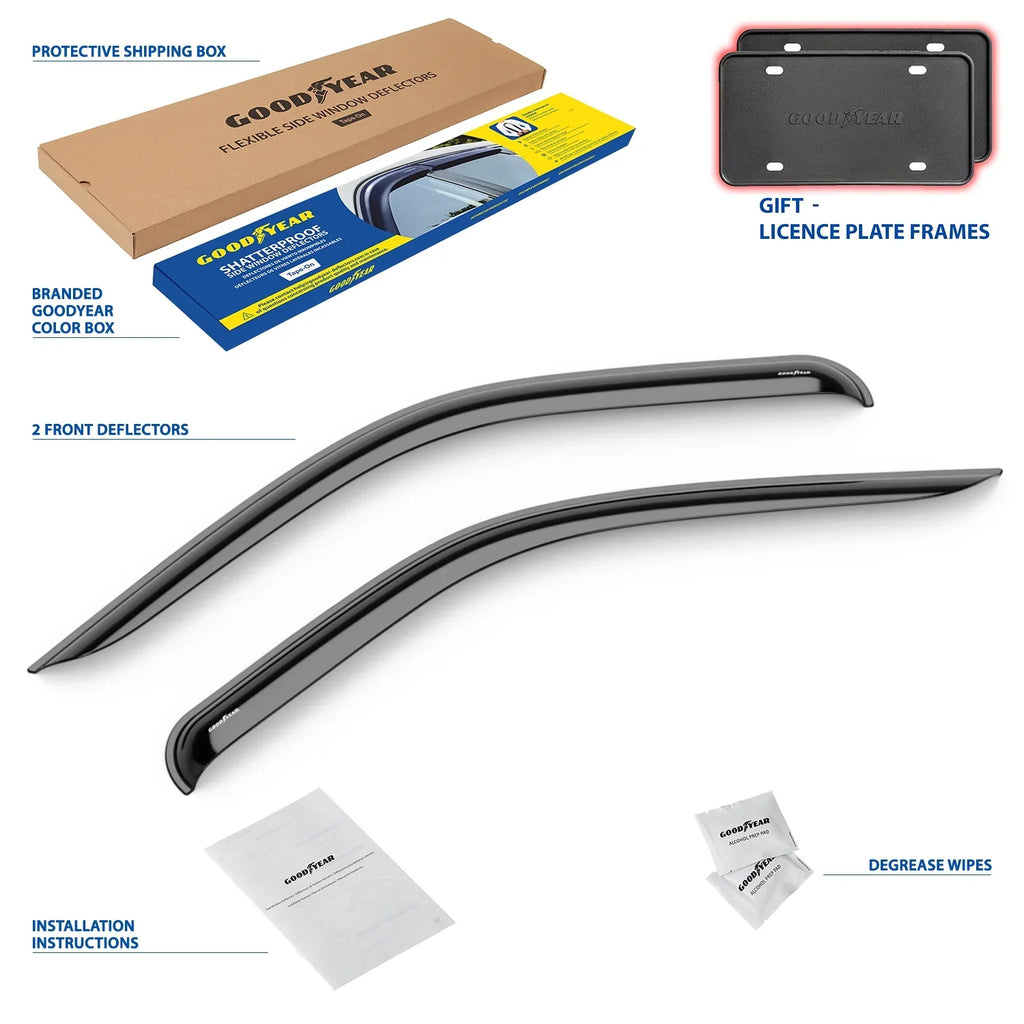 Window Car Rain 2014-2024, ProMaster 2 pcs Ram Vent Accessories, - Deflectors GY008711 Shatterproof Visors, for Visor, Window Goodyear Vent Guards, Deflector, Tape-on