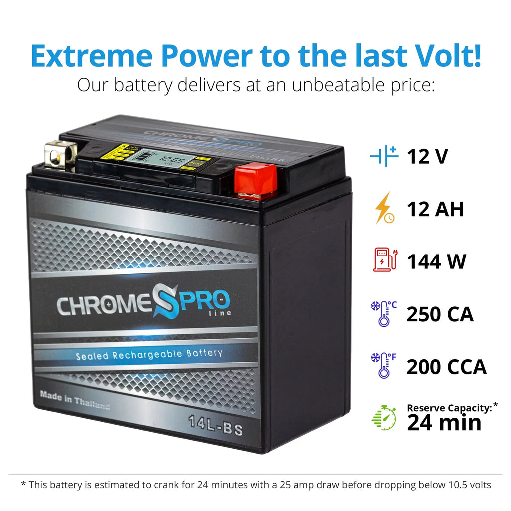 Ryker iGel Years 2020) Battery (can-am) (14l-bs - 14ah) Brp (ace) Pro Motorcycle (2019 for Battery Ytx14l-bs Chrome 12volt, 600cc AGM