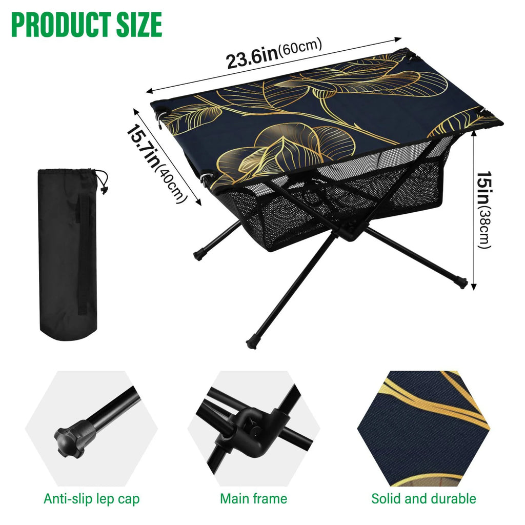 Bag Beach Luxury with Flower BBQ Portable Compact Picnic Travel Golden exterior Camping Storage Fishing Table Table Rose Folding Table for