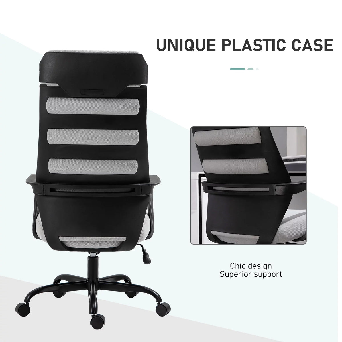 & with Grey Adjustable Swivel Chair Capacity, 275 26.75 in Executive lb. Height, Vinsetto