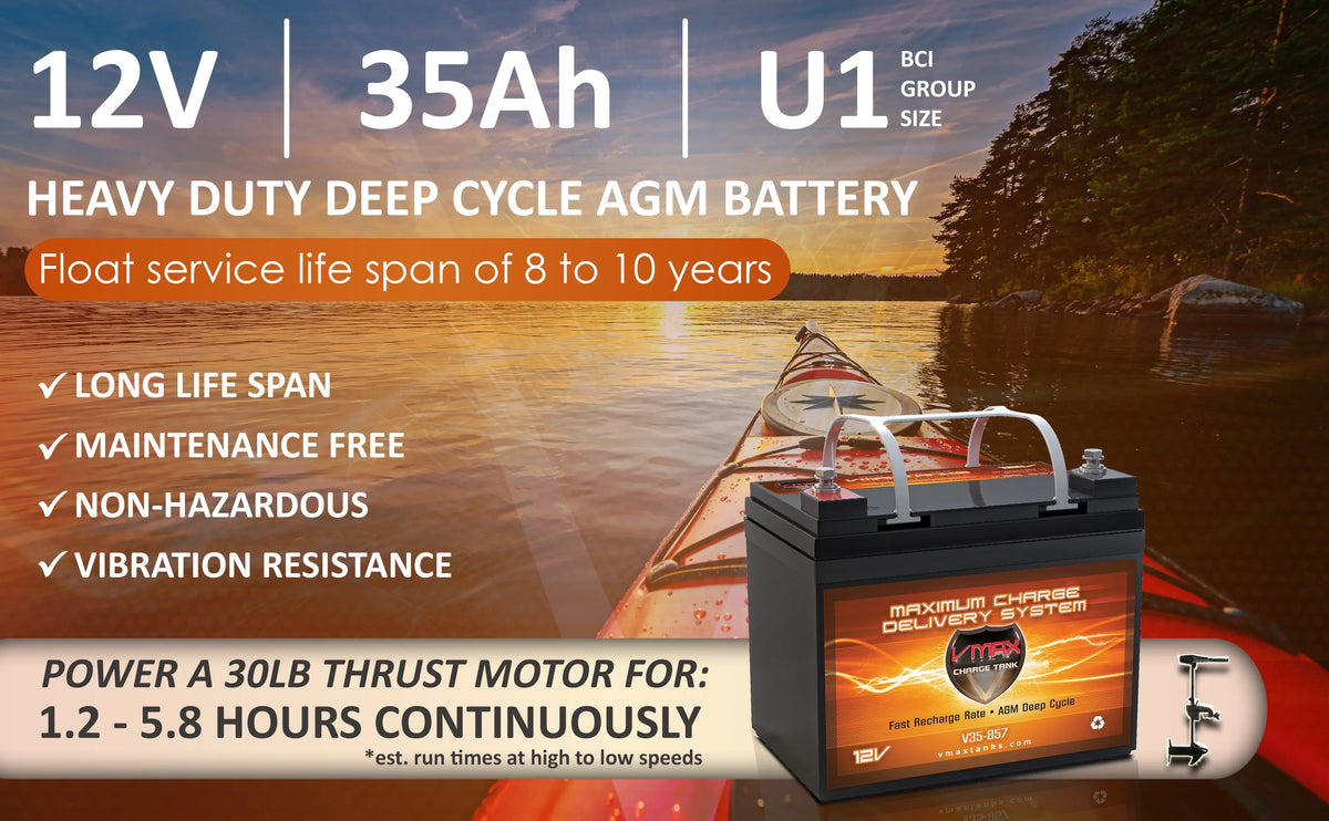 35AH U1 40 12V Trolling V35-857 Bulldog Motor for Motorguide Vmaxtanks Battery