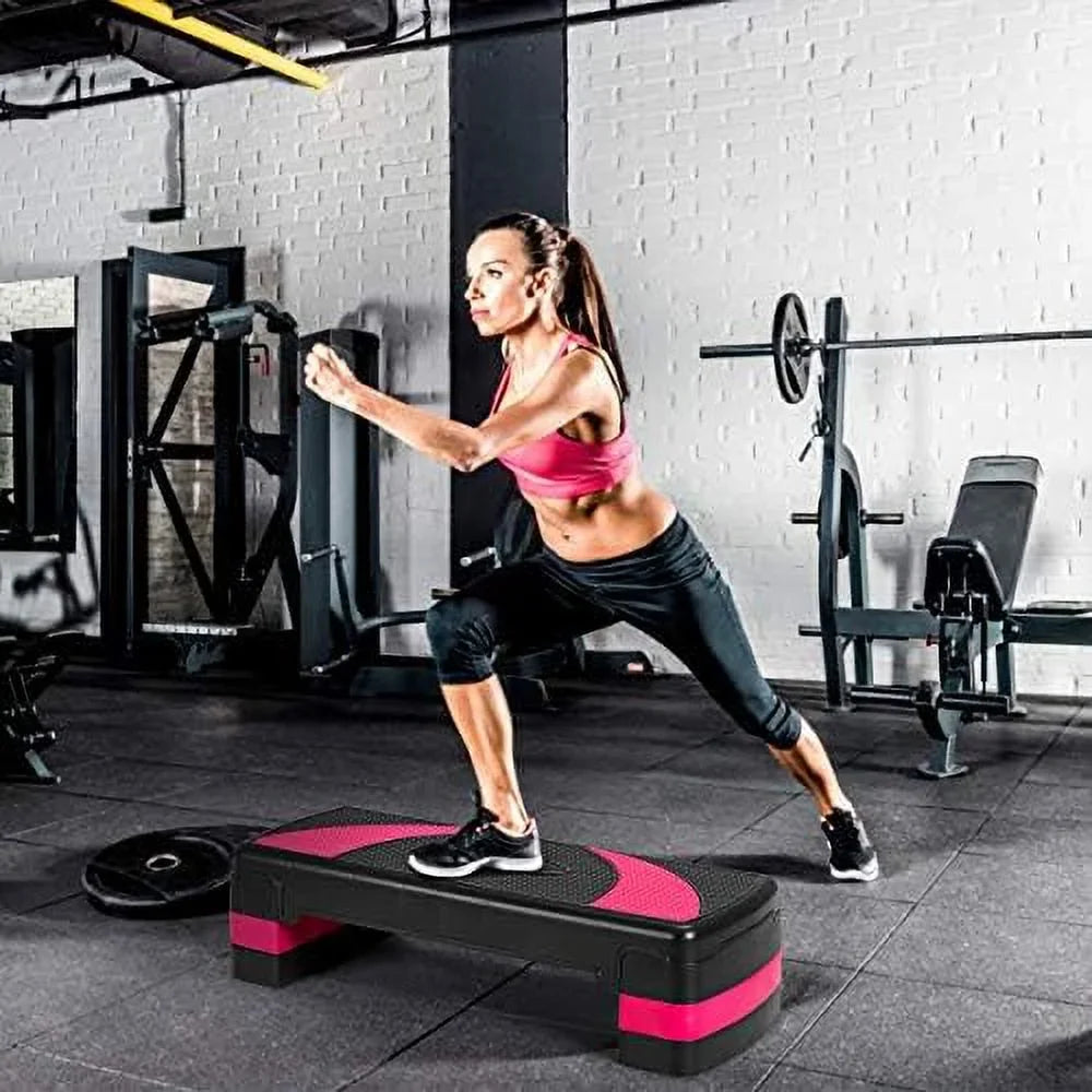 With Exercise 31” Shock-Absorb Adjustable & Pads, Risers 3-Level Platform Non-Slip Detachable Platforms Surface, Aerobic Workout With Anti-Slip Step Height Stepper,