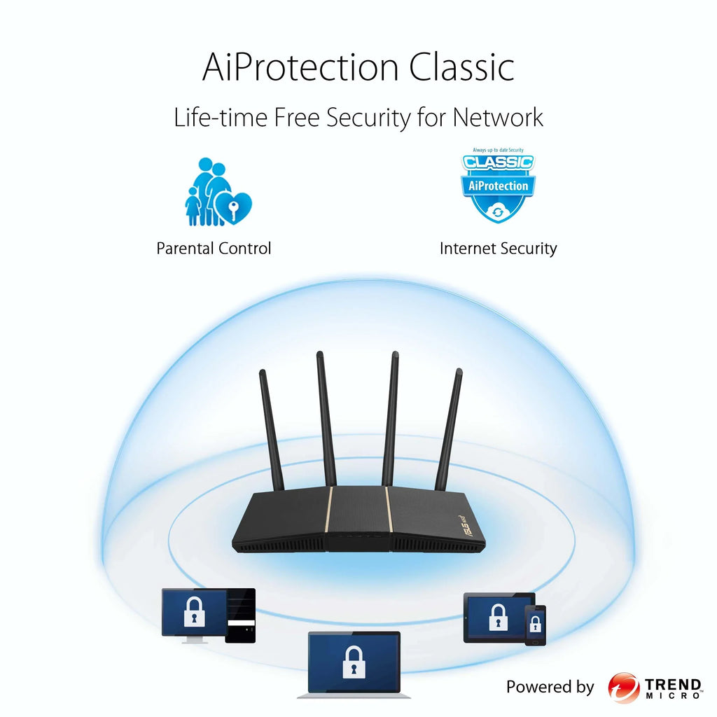 MU-MIMO, WiFi OFDMA Included Lifetime Band Wireless Gigabit Security, Parental Control, Gaming - Compatible, (RT-AX57) ASUS & AiMesh Internet 6 Router, Dual Internet Streaming, Router