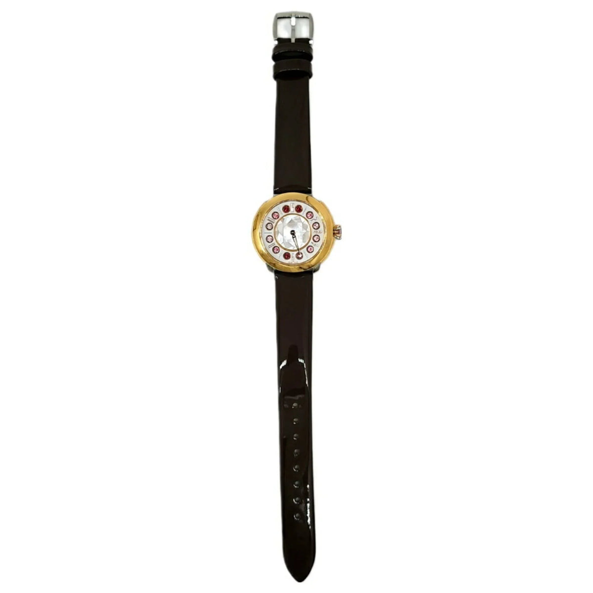 Women's Belt Fendi Enamel Black Colors FENDI SS Watch Spinel 3 New) Shell Eye Shine (Like Clock Topaz Fashionable Brown Quartz Pre-Owned