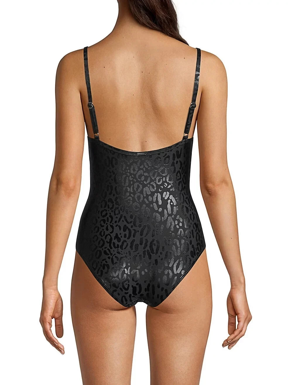 One-Piece Small US Leopard-Print DKNY BLACK Swimsuit,
