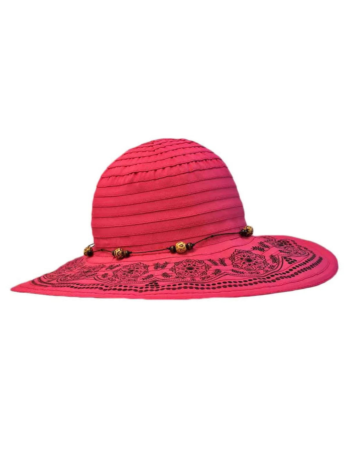Floppy With Elegant Trim Hat Hot Pink