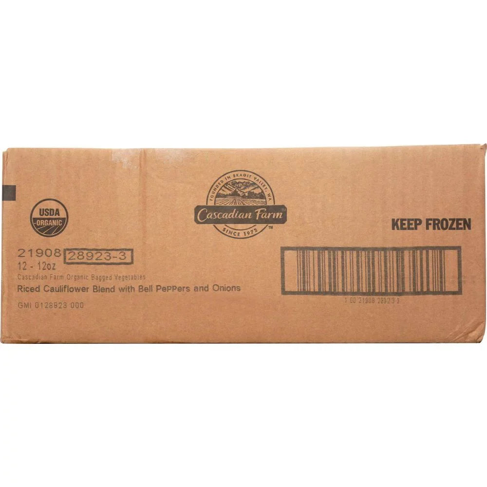 Case. Blend Farm Cascadian Organic Onions, Peppers and 12 Cauliflower per Riced 12 Ounce -- Bell with