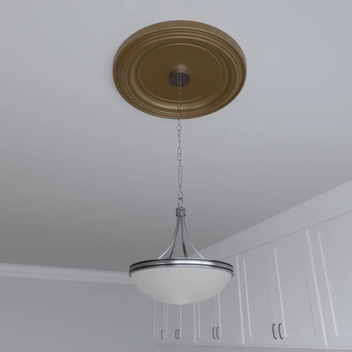 Canopies 1 to 1/2"P Thermoformed x 13 up Millwork 3 x Rush (Fits Medallion 1/2"ID Gold Ekena PVC 1/2"), 22"OD Ceiling Traditional Metallic
