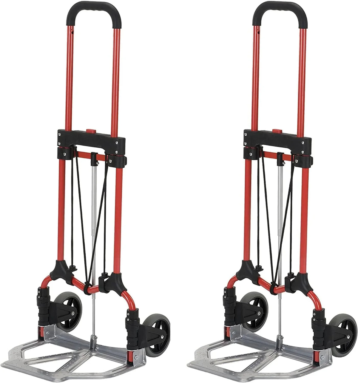 Hand 160Lb Handle, Luggage Truck MCI Cart Pack) (2 Folding Silver/Black Personal W/Telescoping Steel Capacity