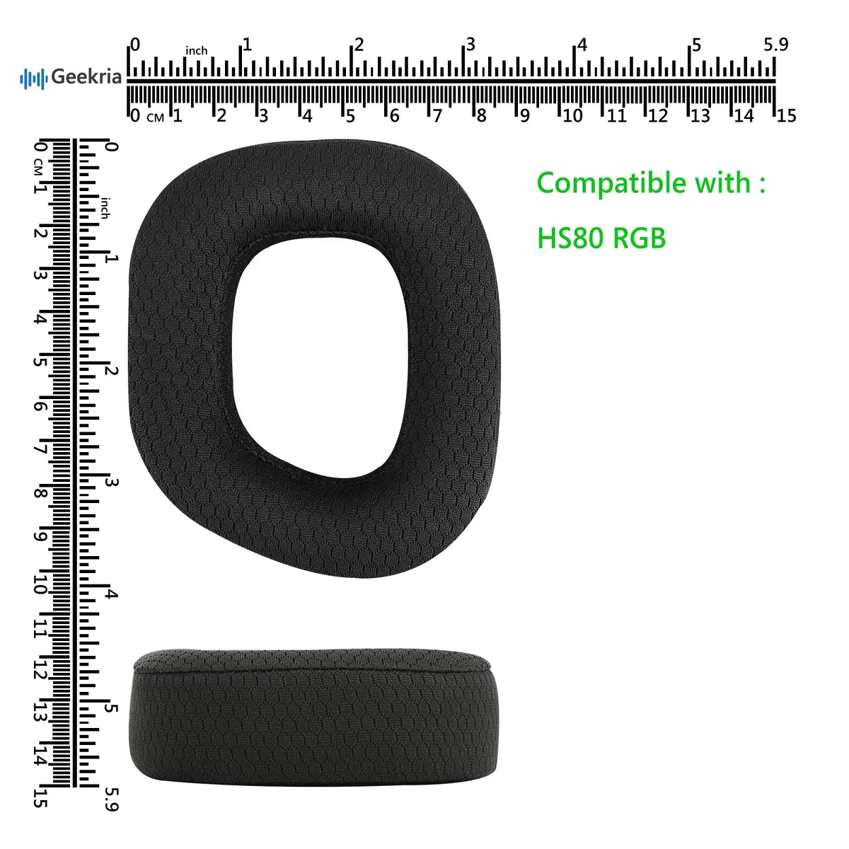 Ear Comfort Parts Pads Headset Wireless Cushions, Replacement Repair Ear Corsair HS80 Ear Geekria Headphones Earpads, for Mesh RGB Fabric (Black) Cups Cover